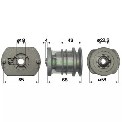 Unašeč nože pro hřídel 22,2mm